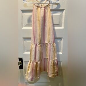 Girl’s Striped Tiered Maxi Dress in Pink and Cream, Size 10